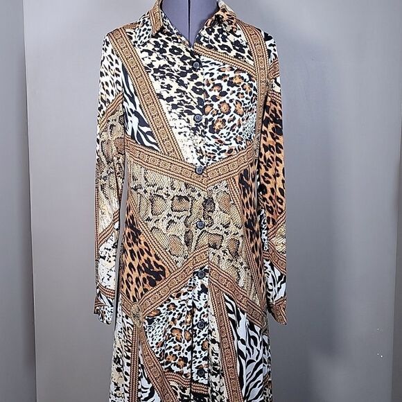 NWOT Attitudes by Renee Regular Duster & Sleeveless Maxi Dress Set Sz XXS - Picture 4 of 16